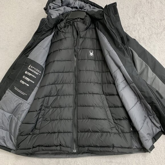Spyder 3 in 1 Men's L Black & Gray Performance Ski Jacket With Hood JCK41 - Picture 9 of 10